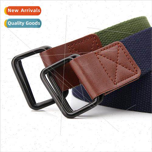 women canvas belt youth student jeans pants belt double ring