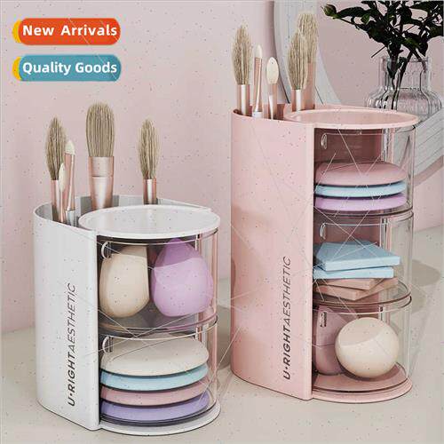 Transparent Acrylic Powder Puff Organizer Desktop Rotating D