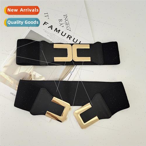 Golden hook buckle belt female decorative waistband skirt re