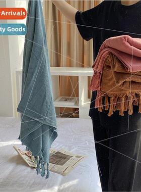 Solid color cotton knotted tassel towel bath towel household