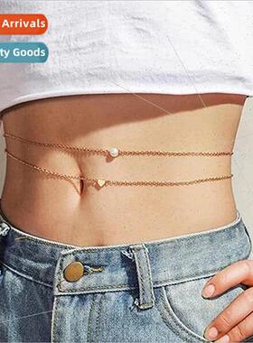 Sexy Pearl Heart Body Chain Bohemian Metal Fine Chain Bikini