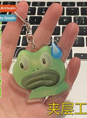 Spooky speechless frog acrylic keychain spoof fun cute girl