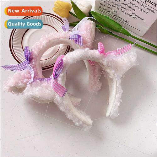 Plush sheep ears hair band cute sweet compression headband c