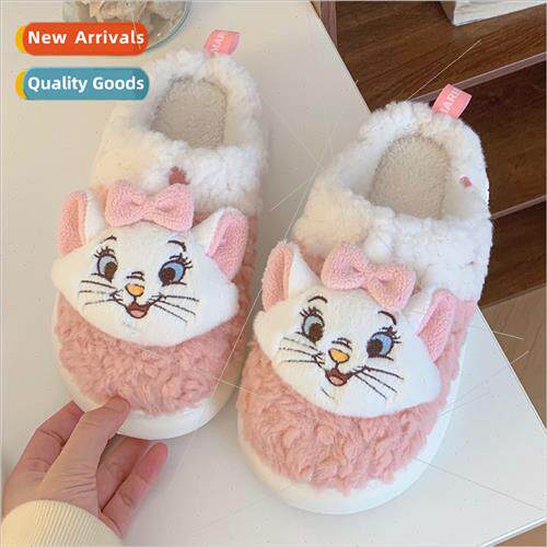 Genuine cute bow Mary cat female winter warm cotton slippers