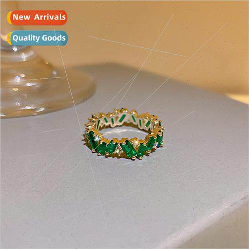 Electroplating green diamond zirconia ring niche Korea ins t