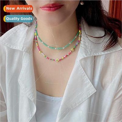 Rustic colorful crystal handmade beaded soft pottery piece r