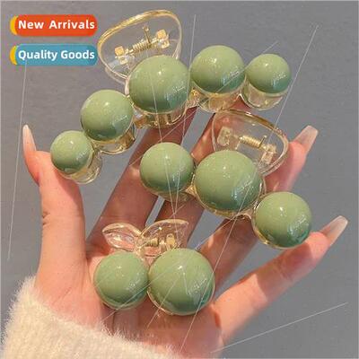 Fashion pearl large trumpet grasp clip Korean simple tempera