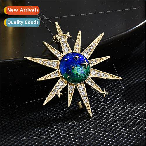 Fashion Planet Universe Brooch Micro Zirconia Copper Plated