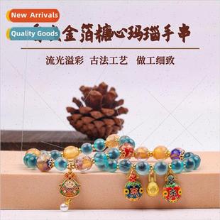 Foil Sugar Women Ash Multi String Gold Agate Fragrant Heart