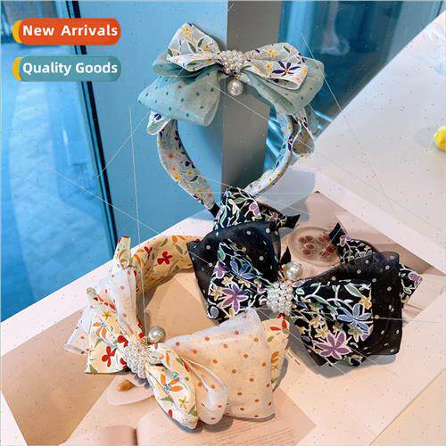 Korea chiffon fresh big bow hair band sweet lovely flowers w