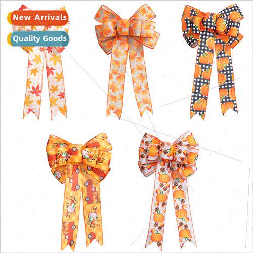 Thanksgiving Pumpkin Bow Fall Harvest Festival Home Decorati