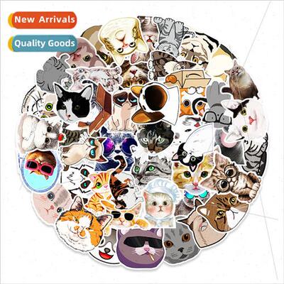 50 Cute Kitten Emoji Doodle Stickers ggage Fridge Car Decora