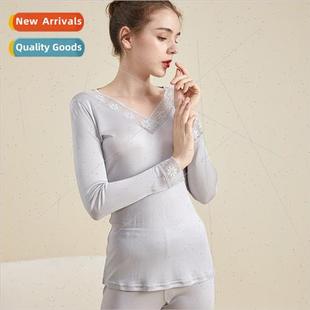 lk women thermal underwear sets fall winter new Slim V-neck