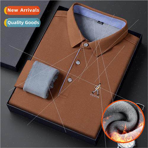 Autumn winter  POLO shirt men low-collar long-sleeved shirt