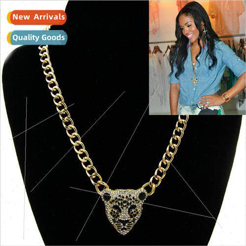 Europe long fashion leopard head tide necklace sweater chain