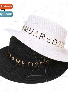Straw hat female Sunshade England flat top bowler hat summer