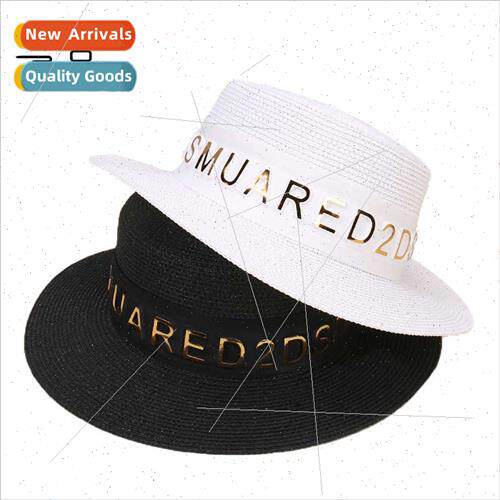 Straw hat female Sunshade England flat top bowler hat summer