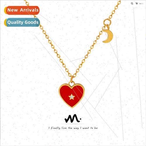che Zirconia Peach Heart Heart Necklace Sweater Chain Tanium