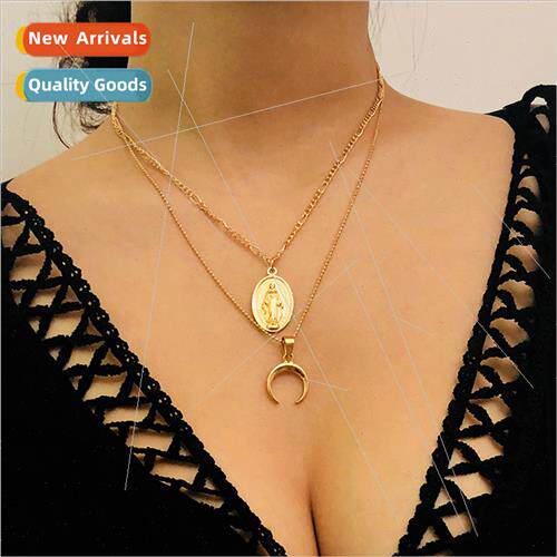 Europe personalized retro tide jewelry alloy cow horn Madonn