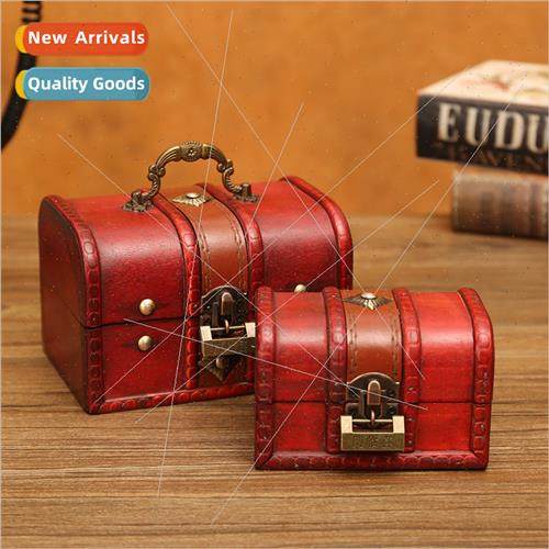 Red Wooden Box Vintage Wooden Cosmetic Organizer Lock Crysta