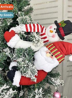 Christmas decorations cartoon dolls holding buttons curtains