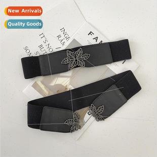 belt buckle female decorative skir Black waistband snowflake