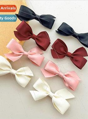 al design solid colour bow hairpin sweet girl simple versati