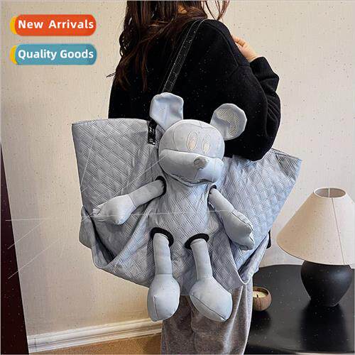 Casual nylon embroidery grid shoulder bag bag female cartoon