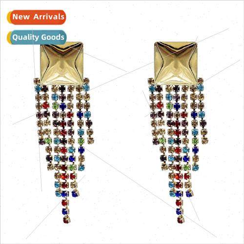 Fashion Europe rhinestone tassel earrings female retro tempe