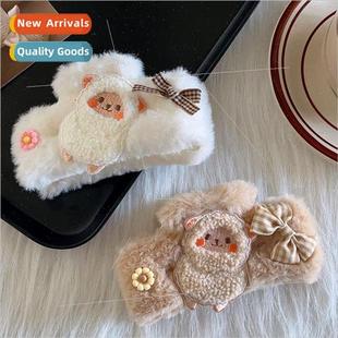 female hair plush grip clips winter clip fall Fur card