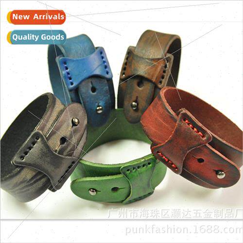 Handmade Pleated Cowhide Design Bracelet Korean Couple Vinta