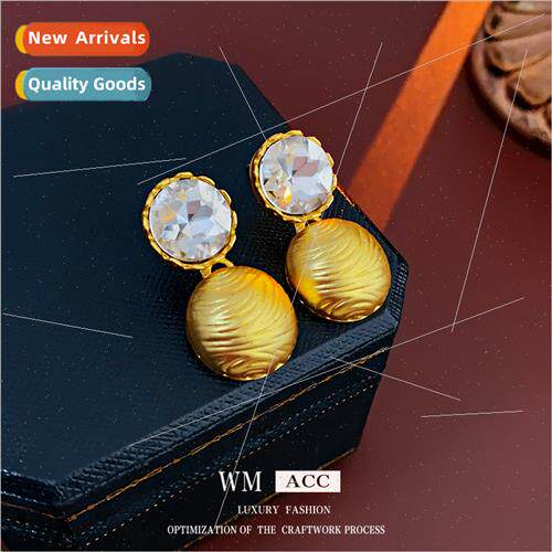 lver pin wh diamonds round pleated metal earrings French ear