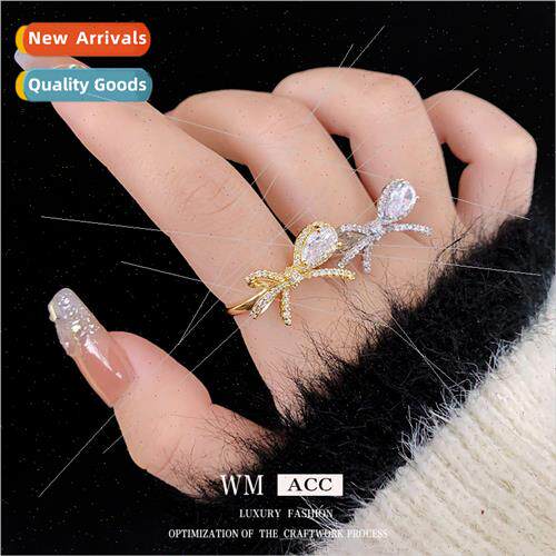 zirconia bow open-ended ring versatile fashion index finger