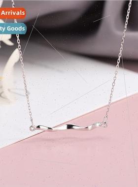 s925 silver necklace pendant female Korea fashion simple wav