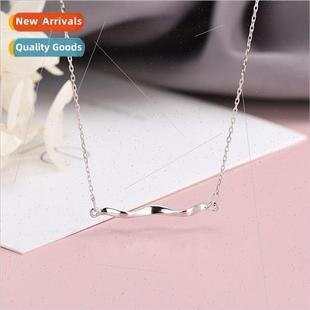 s925 silver necklace pendant female Korea fashion simple wav