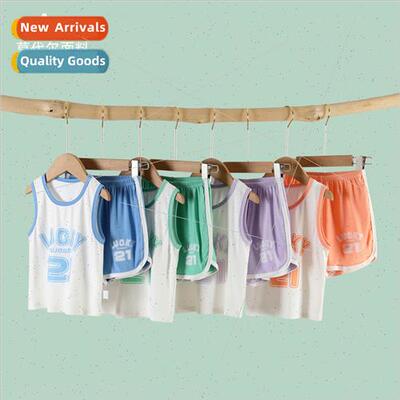 Baby summer suit undershirt two-piece split men and women ba