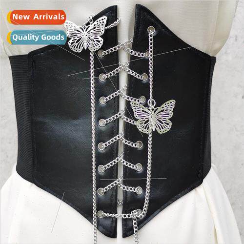 Metal Butterfly Chain Wide Waistband Personalized Ladies Cas