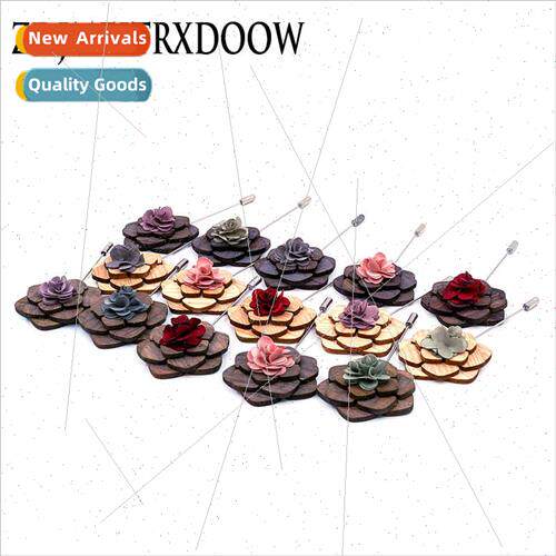Wooden Corsage Brooch High-grade American Black Walnut Vinta