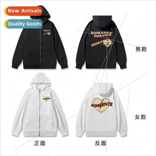 Autumn winter  zipper hooded letter shirt sweater love heart