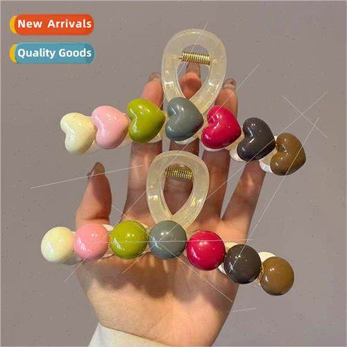 Cute rainbow candy hair clips female back head new grab clip