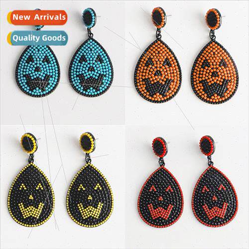new Halloween earrings alloy rice beads pumpkin head skull e
