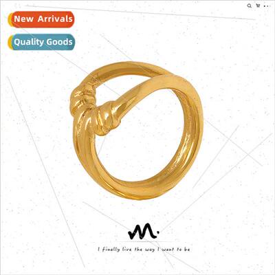 Europe Geometric Skeleton Stacking Ring Electroplated Gold c