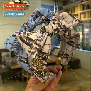 plaid band lady hair sweet card edge Korea wide