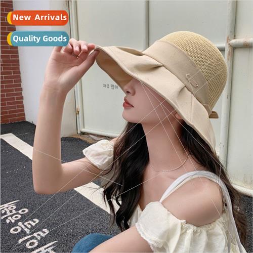 Korean sun shading fisherman hat pleated large brim face sun