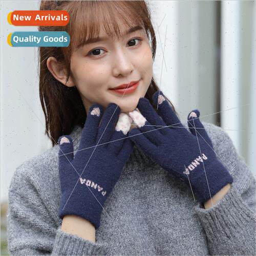 Panda gloves female winter cute cartoon padded thickened war