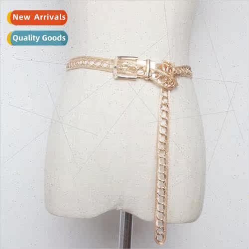 Europe fashion versatile chain fur metal waist chain decorat