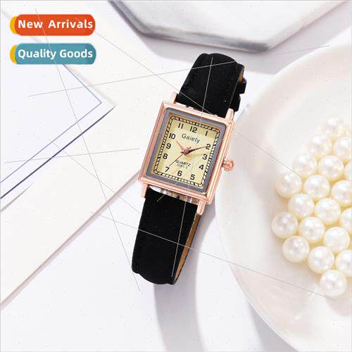 New Women Square Head Belt Quartz Watch Set Student Hundred