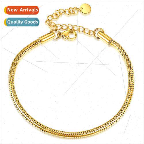 Europe 304 Round Snake Chain Bracelet  Tanium Steel 3MM Hund