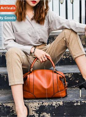 new simple versatile large capacy leather shoulder bag cowhi