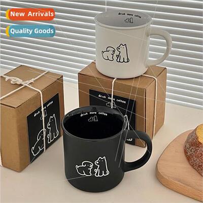 Premium feel frosted puppy mug Korean ins breakfast coffee c